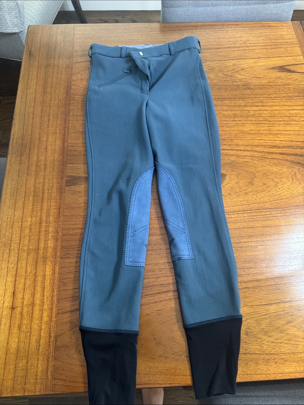 women’s Blue Riding Breeches with Black Cuffs